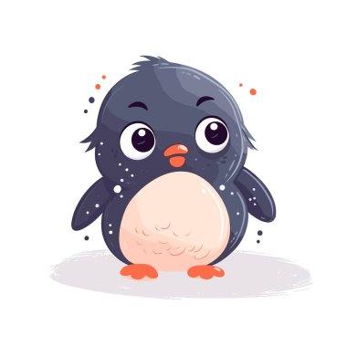 Şirin küçük kawaii tarzı penguen. vektör illüstrasyonu.