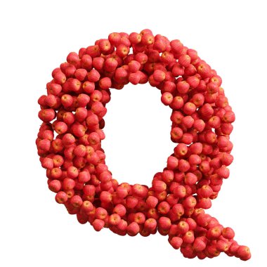 Kırmızı elmalardan oluşan alfabe, Q harfi..