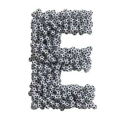 Futbol toplarından oluşan alfabe, E harfi..