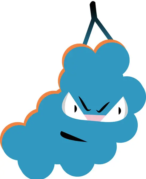 Kızgın bir ifade ve turuncu saplı mavi üzüm, yemek temalı tasarım ve çizimlere karakter katmak için mükemmel..