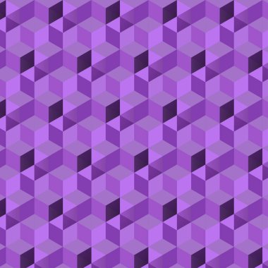 Soyut arka planlar, duvar kağıdı tasarımları, modern sanat kavramları ve yaratıcı sunumlar için uygun üst üste binen küplerden oluşan mor izometrik desen..