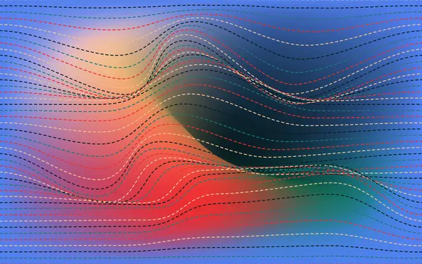 Dalgalı çizgiler ve kırmızı, mavi ve yeşil renkler. Soyut arka planlar, dijital tasarımlar ve canlı kavramlar için uygundur..