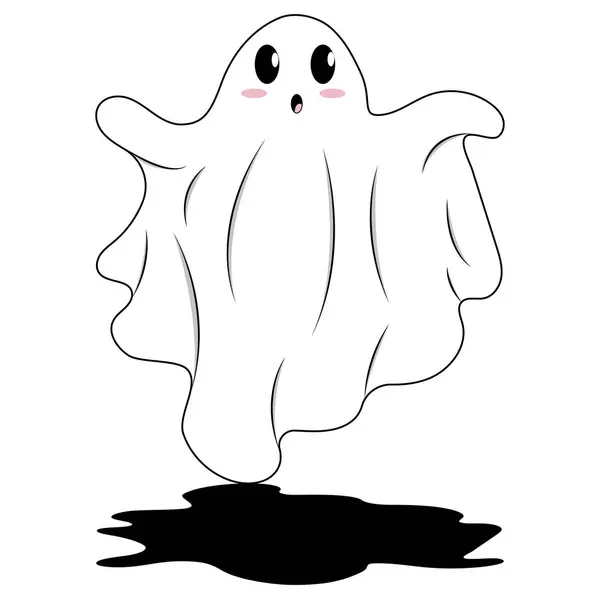 Cadılar Bayramı tasarımları, ürkütücü dekorasyonlar, çocuk kitapları ve temalı illüstrasyonlar için uygun büyük gözlü beyaz bir hayalet..