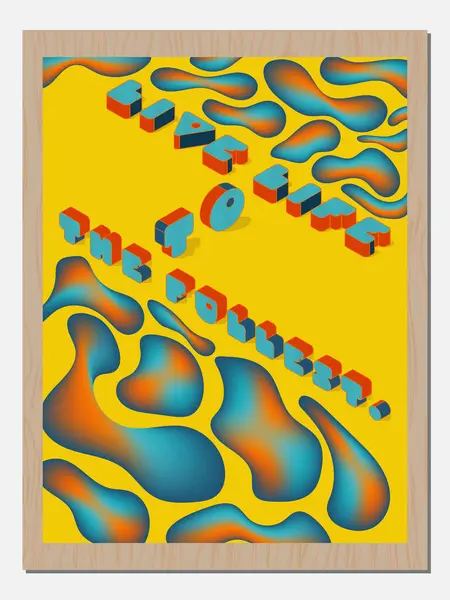 Canlı sarı arkaplan ve 3 boyutlu metin. Mavi ve turuncu şekillerle çevrili. Sancaklar için enerjik, ilham verici tasarım.