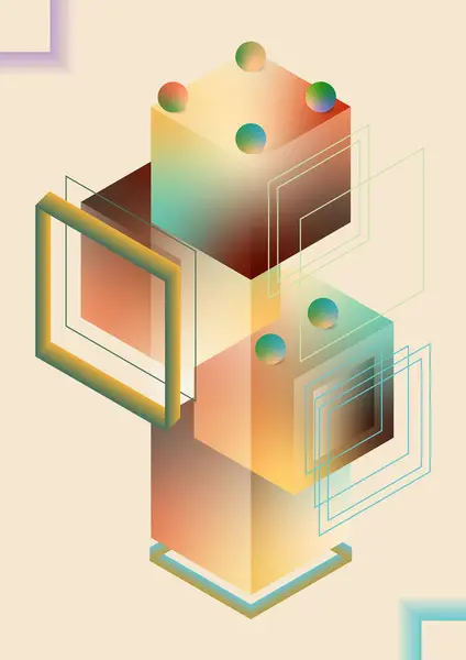 Modern tasarımlar, soyut arka planlar, teknoloji kavramları ve dijital sanat projeleri için uygun gradyan küpleri, küreler ve geometrik çizgiler yığıldı.