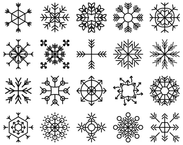 beyaz zemin üzerinde vektör kar taneleri kümesi.