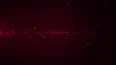 Kırmızı parçacık ufku boyunca uzanan hareketli koyu renkli arka plan. Parlayan parçacıklar kozmik, sinematik bir atmosfer yaratır. Tanıtım, uzay teması ya da dramatik görseller için ideal. 4K çözünürlüğü