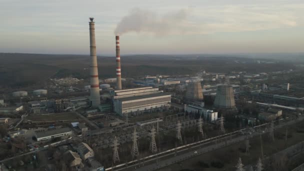 Вид Воздуха Теплоэлектростанцию Кишиневе Молдова Загрязнение Воздуха Заметно — стоковое видео