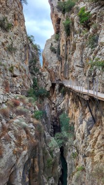 El Caminito Del Rey, The Kings Little Path, Malaga Eyaleti, El Chorro Gorge Güzel Manzaraları, Ardales, Malaga, İspanya