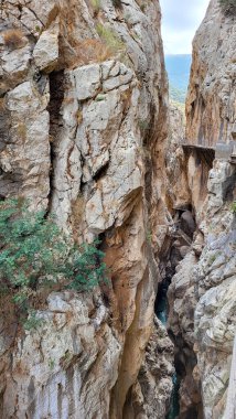 El Caminito Del Rey, The Kings Little Path, Malaga Eyaleti, El Chorro Gorge Güzel Manzaraları, Ardales, Malaga, İspanya