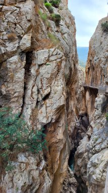 El Caminito Del Rey, The Kings Little Path, Malaga Eyaleti, El Chorro Gorge Güzel Manzaraları, Ardales, Malaga, İspanya