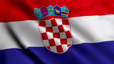 Hırvatistan Yüksek Kaliteli Rüzgarda Dalgalanan Bayrak. Hırvatistan Ulusal Bayrağının Gerçek Saten Dokusuyla Canlandırılması.