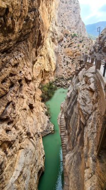 The Kings Little Path. The Famous Walkway Along the Steep Walls of a Narrow Gorge in El Chorro, Andalusia, Spain