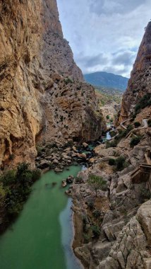 The Kings Little Path. The Famous Walkway Along the Steep Walls of a Narrow Gorge in El Chorro, Andalusia, Spain