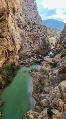 The Kings Little Path. The Famous Walkway Along the Steep Walls of a Narrow Gorge in El Chorro, Andalusia, Spain