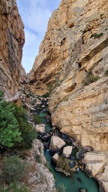 The Kings Little Path. The Famous Walkway Along the Steep Walls of a Narrow Gorge in El Chorro, Andalusia, Spain