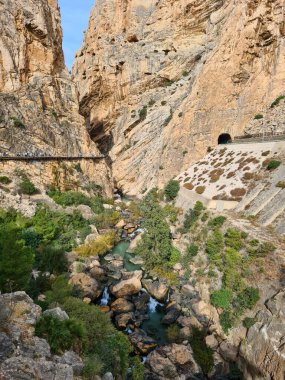 The Kings Little Path. The Famous Walkway Along the Steep Walls of a Narrow Gorge in El Chorro, Andalusia, Spain