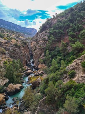 The Kings Little Path. The Famous Walkway Along the Steep Walls of a Narrow Gorge in El Chorro, Andalusia, Spain