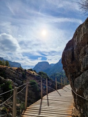 The Kings Little Path. The Famous Walkway Along the Steep Walls of a Narrow Gorge in El Chorro, Andalusia, Spain