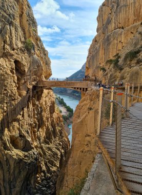 Royal Trail Also Known as El Caminito Del Rey - Mountain Path Along Steep Cliffs in Gorge Chorro, Andalusia, Spai