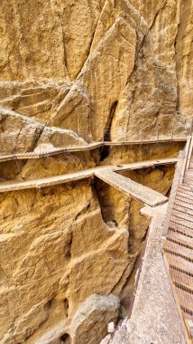 Royal Trail Also Known as El Caminito Del Rey - Mountain Path Along Steep Cliffs in Gorge Chorro, Andalusia, Spai