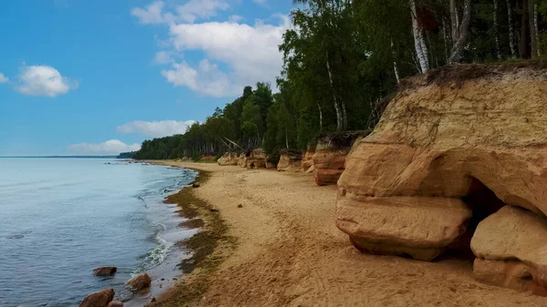 Veczemju Cliffs Red Rocks Латвия Скала Красного Песчаника Побережья Балтийского — стоковое фото