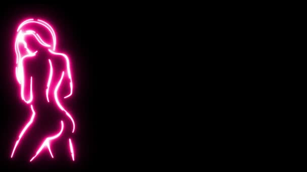 Abstrakte Neonglühende Weibliche Körper Silhouetten Videohintergrund Loop Leuchtende Neon Icon — Stockvideo
