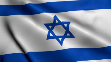 Israel Flag Waving in the Wind With High Quality Texture. Animation of the Israel National Flag With Real Satin Texture. clipart