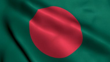 Bangladeş Bayrağı. Bangladeş 'in Saten kumaş desenli bayrağını sallıyor. Bangladeş Halk Cumhuriyeti 'nin Gerçek Doku Bayrağı