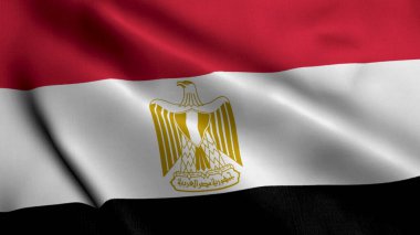 Mısır Bayrağı. Mısır Bayrağı 'nın Saten Kumaş Dokusunu Üç Boyutlu İmaj Sallıyor. Mısır 'ın Gerçek Doku Bayrağı