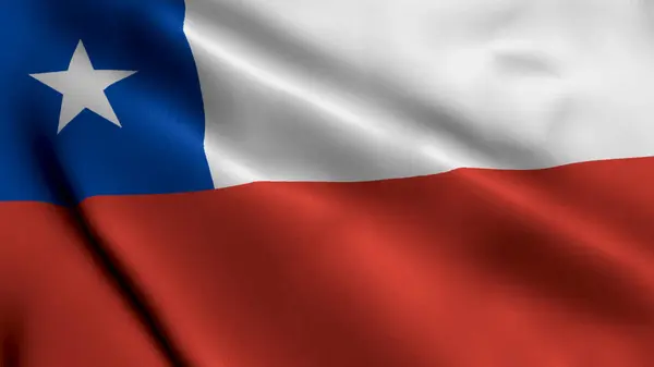 Chile  Flag. Waving  Fabric Satin Texture of the Flag  Chile  3D illustration. Real Texture Flag of the he Republic of Chile