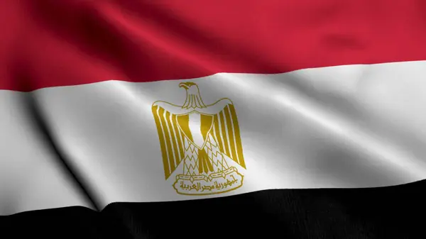Egypt Flag. Waving  Fabric Satin Texture of the Flag of Egypt 3D illustration. Real Texture Flag of the Egypt