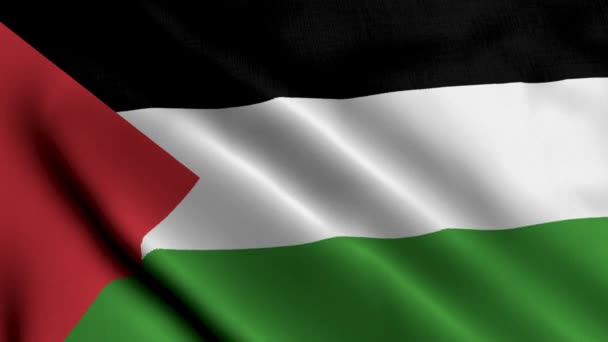 Палестинский Флаг Машет Ветру Высоким Качеством Текстуры Анимация Государственного Флага — стоковое видео