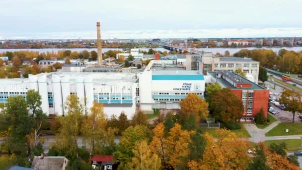 Herbstlandschaft Riga Lettland Blick Von Owerdaugava Dienvidu Brücke Südbrücke Daugava — Stockvideo