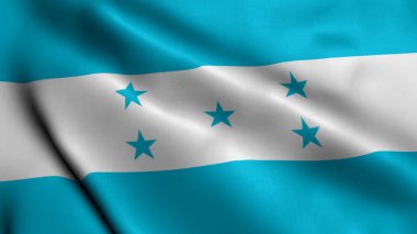 Honduras Bayrağı. Honduras 'ın Saten kumaş desenli bayrağını sallıyor. Honduras Cumhuriyeti 'nin Gerçek Doku Bayrağı