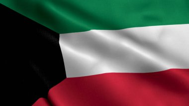 Kuveyt Bayrağı. Kuveyt 'in Saten kumaş desenli bayrağını sallıyor. Kuveyt Devleti 'nin Gerçek Doku Bayrağı