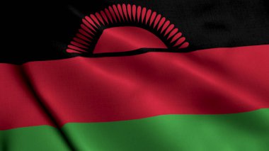 Malawi Bayrağı. Malawi 'nin Saten kumaş desenli bayrağını sallıyor. Malavi Cumhuriyeti 'nin Gerçek Doku Bayrağı