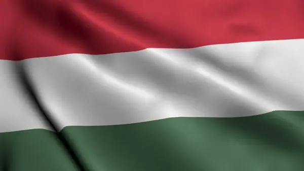 Bandera Hungría Tela Ondulada Satén Textura Bandera Hungría Ilustración Bandera Imagen De Stock