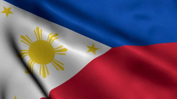 Philippines Flag. Waving  Fabric Satin Texture Flag of Philippines 3D illustration. Real Texture Flag of the Republic of the Philippines