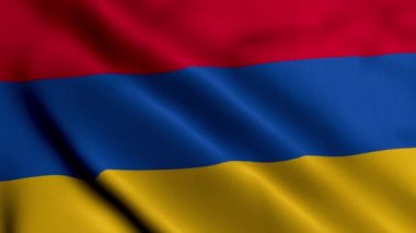 Ermenistan Bayrağı. Ermenistan 'ın Saten kumaş desenli bayrağını sallıyor. Ermenistan Cumhuriyeti 'nin Gerçek Doku Bayrağı 4K Video