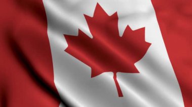 Kanada Bayrağı. Flag Canada 3D illüstrasyonunun kumaş dokusu sallanıyor. Kanada 'nın Gerçek Doku Bayrağı 4K Video