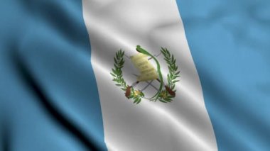Guatemala Bayrağı. Guatemala 'nın Saten kumaş desenli bayrağını sallıyor. Guatemala Cumhuriyeti 'nin Gerçek Doku Bayrağı 4K Videosu