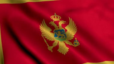 Karadağ Bayrağı. Karadağ 'ın Saten kumaş desenli bayrağını sallıyor. Karadağ 'ın Gerçek Doku Bayrağı 4K Video