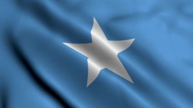 Somali Bayrağı. Somali 'nin Saten kumaş desenli bayrağını sallıyor. Somali Federal Cumhuriyeti 'nin Gerçek Doku Bayrağı 4K Video