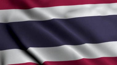 Tayland Bayrağı. Tayland 'ın Saten kumaş desenli bayrağı 3 boyutlu illüstrasyon sallıyor. Tayland Krallığının Gerçek Doku Bayrağı 4K Videosu