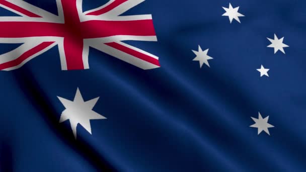 Australië Vlag Waving Fabric Satin Texture Vlag Van Australië Illustratie — Stockvideo
