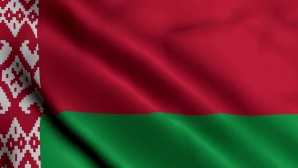 Flaga Białorusi Falista Tkanina Satynowa Flaga Białorusi Ilustracja Prawdziwa Flaga — Wideo stockowe