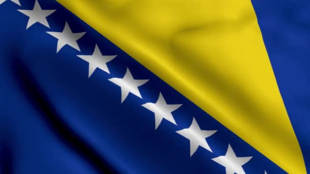 ボスニア ヘルツェゴビナの国旗 ボスニア ヘルツェゴビナ3Dイラストの生地サテンテクスチャを織る ボスニアとヘルツェゴビナの本当のテクスチャの旗 ビデオ — ストック動画