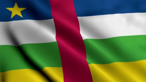 中央アフリカ共和国旗 フラッグカー3Dイラストのファブリックサテンテクスチャを織ります 中央アフリカ共和国の本当のテクスチャの旗 ビデオ — ストック動画