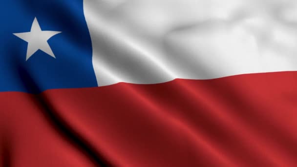 チリの国旗 フラッグチリ3Dイラストの生地サテンテクスチャを編みます チリ共和国の本当のテクスチャの旗 ビデオ — ストック動画